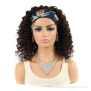 Double Drown  In Stock  Most Popular Hair Texture  None Lace headband curly Human Hair Wigs